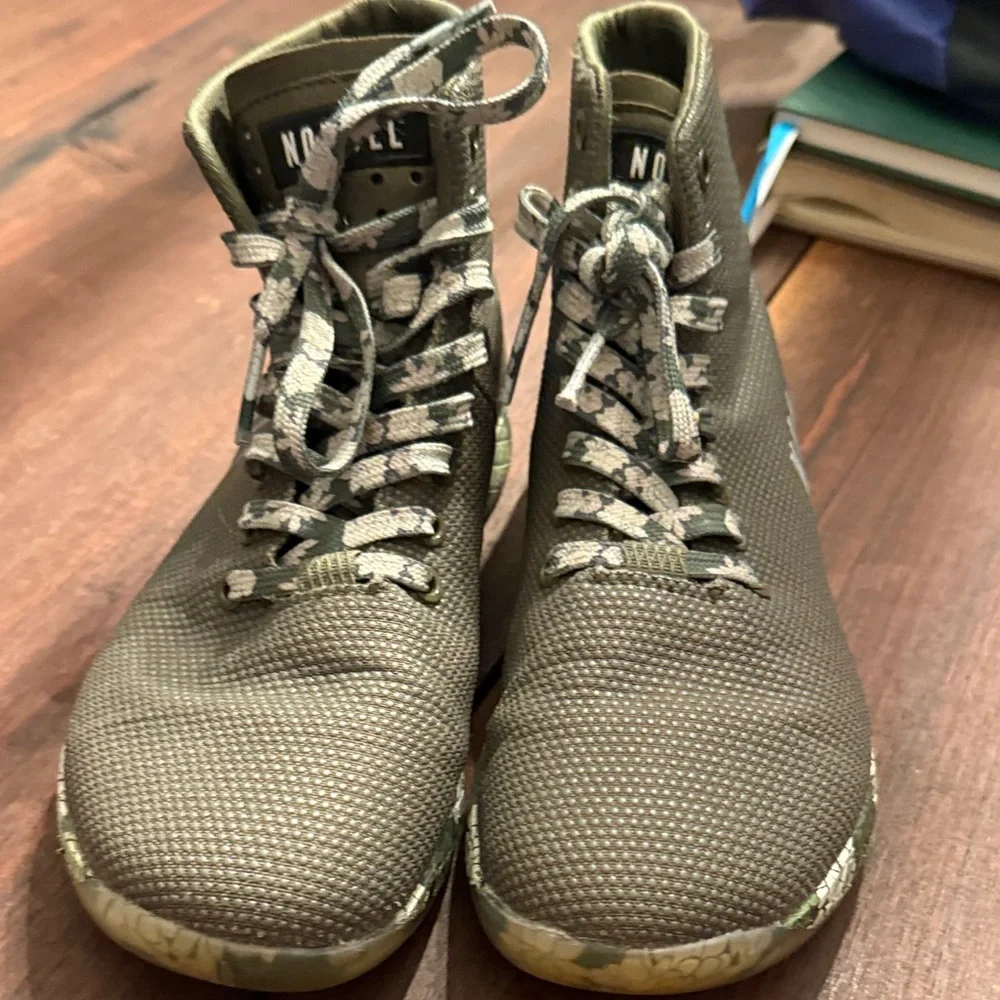 NOBULL Olive High-Top Trainers with Floral Sole - Picture 2 of 5